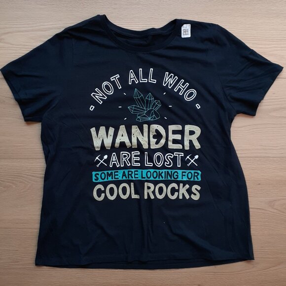 Some Are Looking For Cool Rocks - New Women's Plus 2X Black T-Shirt - Picture 1 of 4